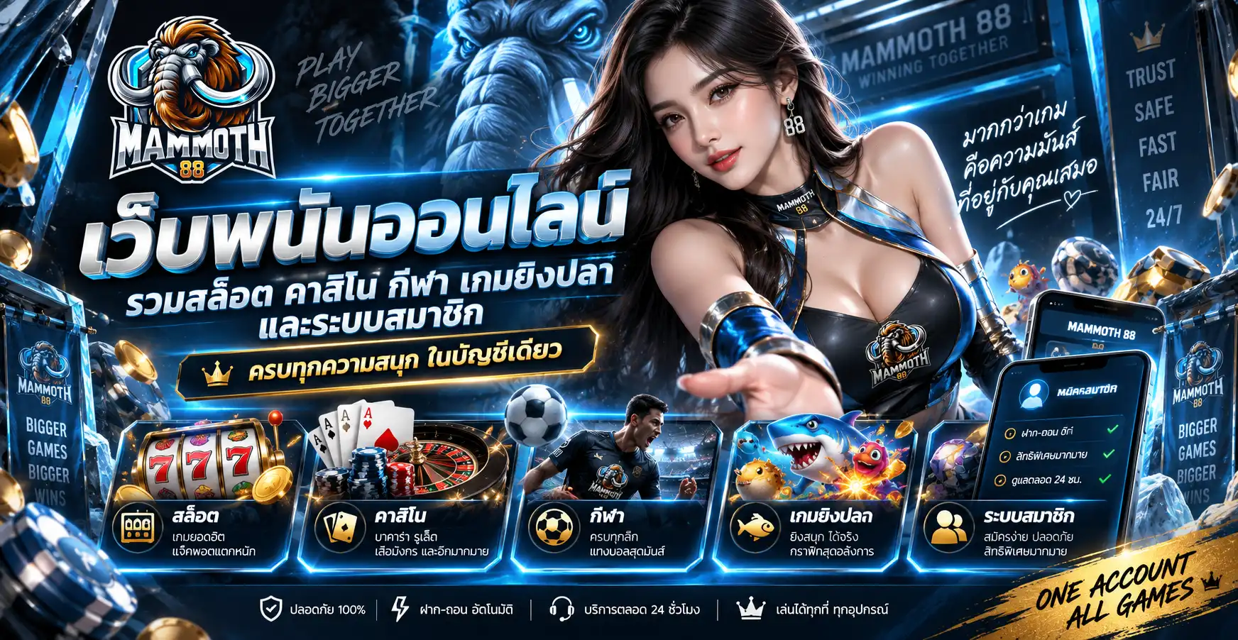 mammoth88 เว็บพนันออนไลน์ รวมสล็อต คาสิโน กีฬา เกมยิงปลา และระบบสมาชิก